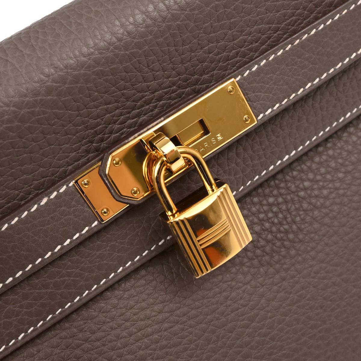 Hermes Etoupe Taurillon Clemence Kelly 32 Retourne 2way Shoulder Handbag
