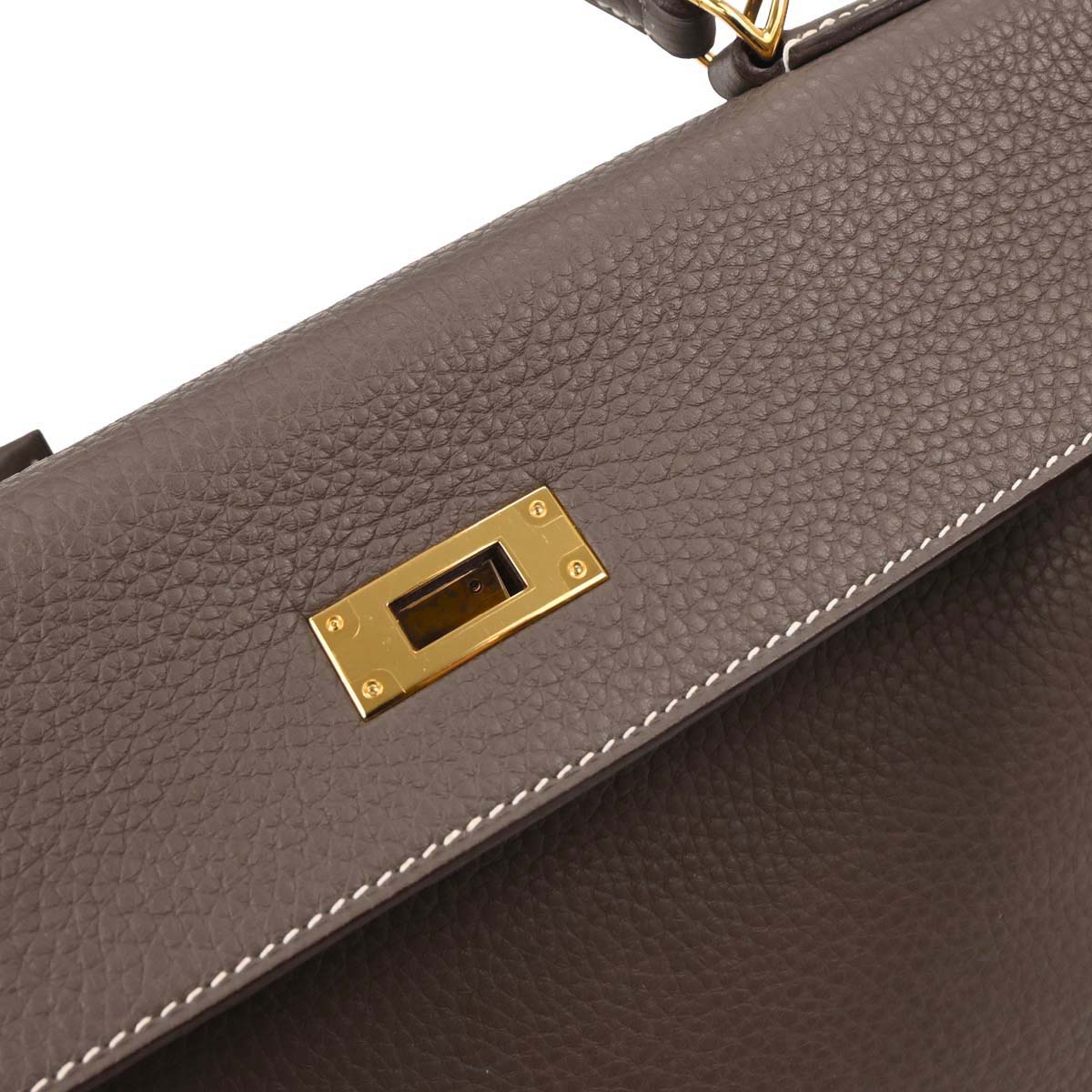 Hermes Etoupe Taurillon Clemence Kelly 32 Retourne 2way Shoulder Handbag