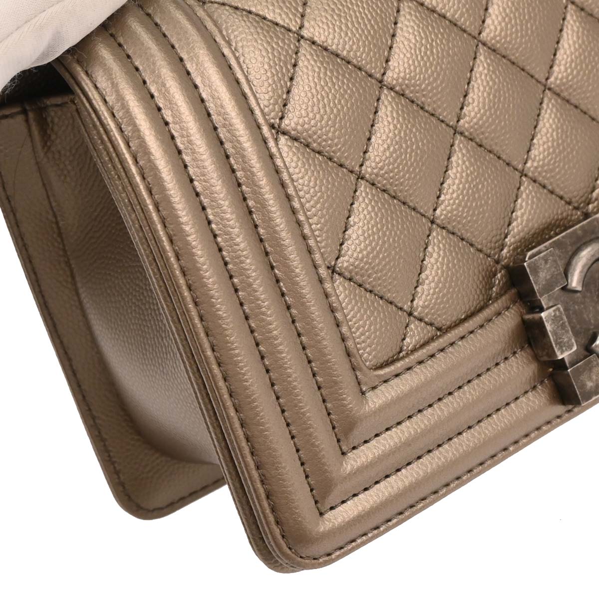 Boy Chanel Gold Caviar Small Chain Shoulder Bag