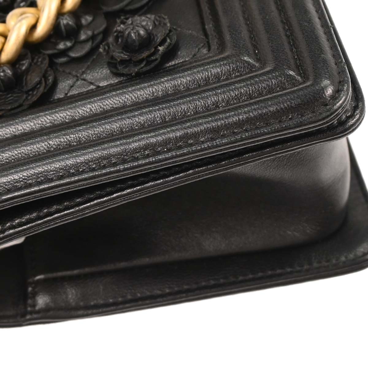 Boy Chanel Black Caviar Camellia Small Chain Shoulder Bag