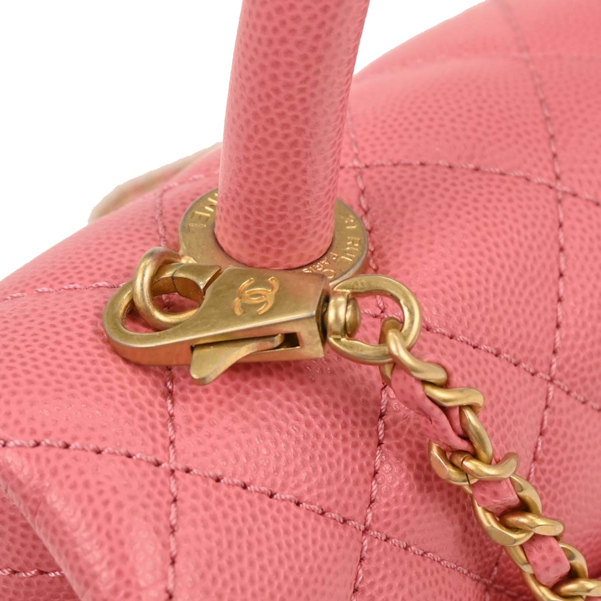 Chanel 2019 Pink Caviar Coco Handle XS 2way Shoulder Handbag