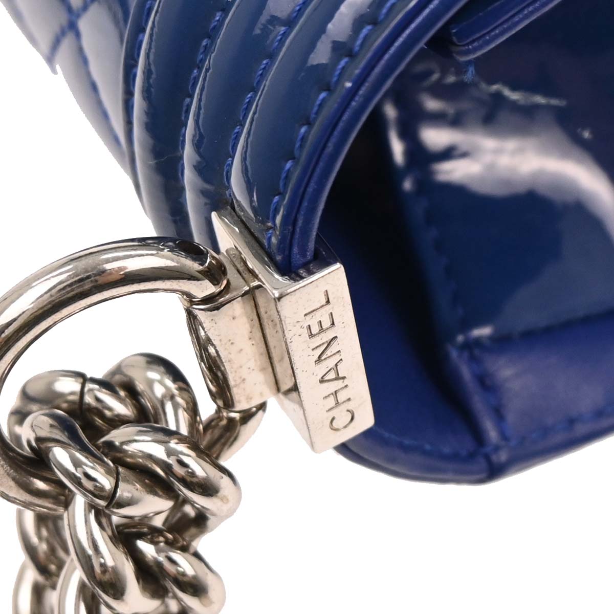 Boy Chanel 2014-2015 Blue Patent Leather Medium Shoulder Bag
