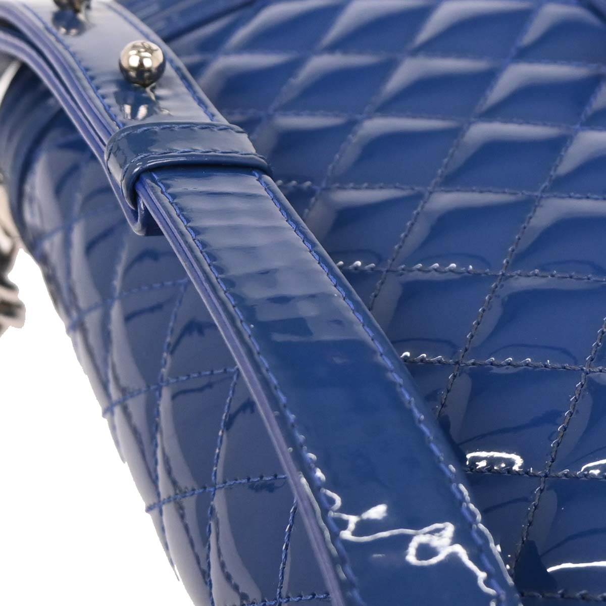Boy Chanel 2014-2015 Blue Patent Leather Medium Shoulder Bag