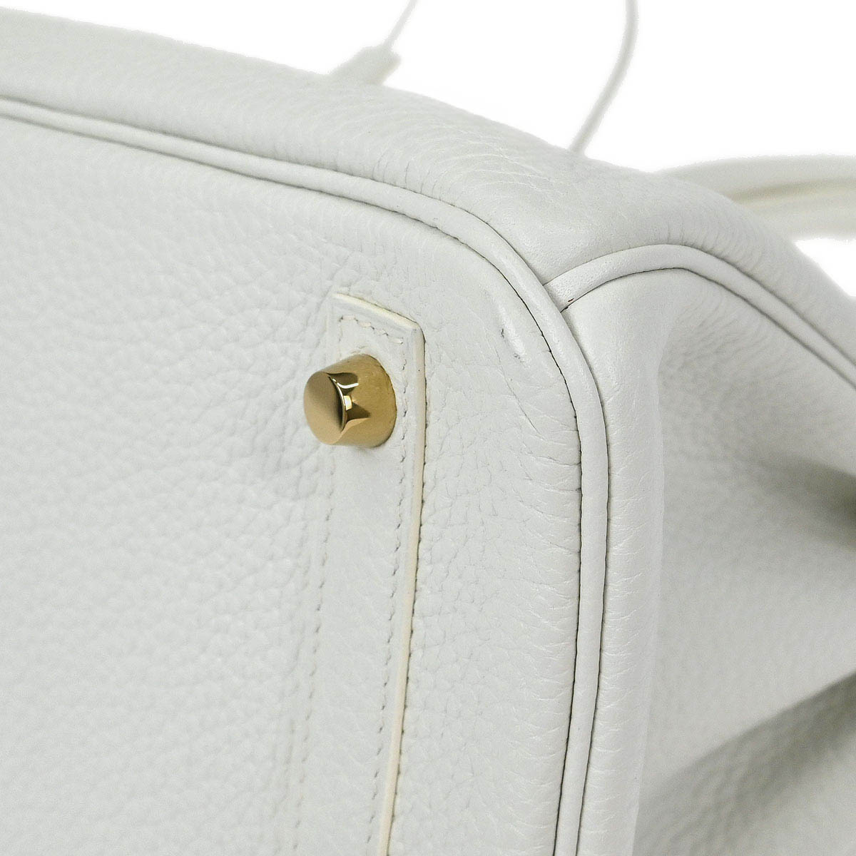 Hermes White Taurillon Clemence Birkin 30 Handbag