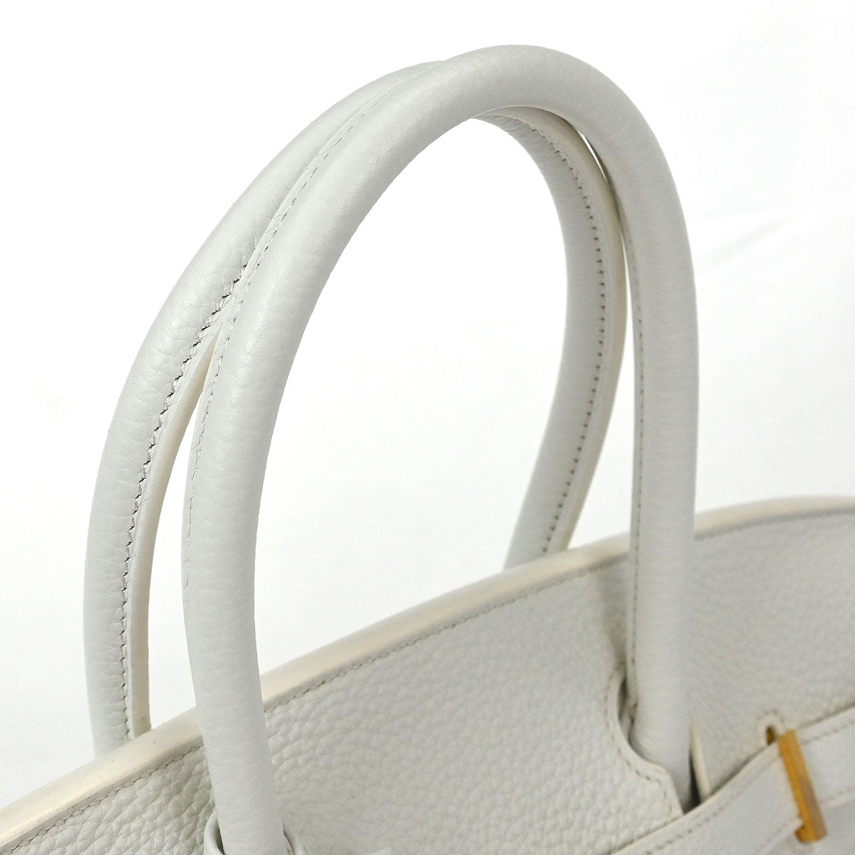 Hermes White Taurillon Clemence Birkin 30 Handbag