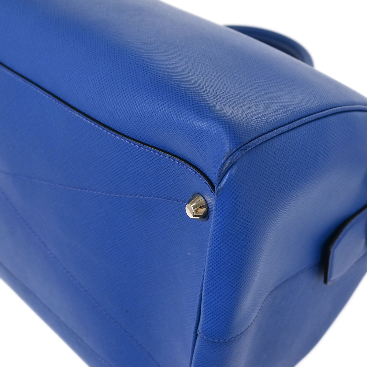 Prada Blue Leather Travel Duffle 2way Shoulder Handbag