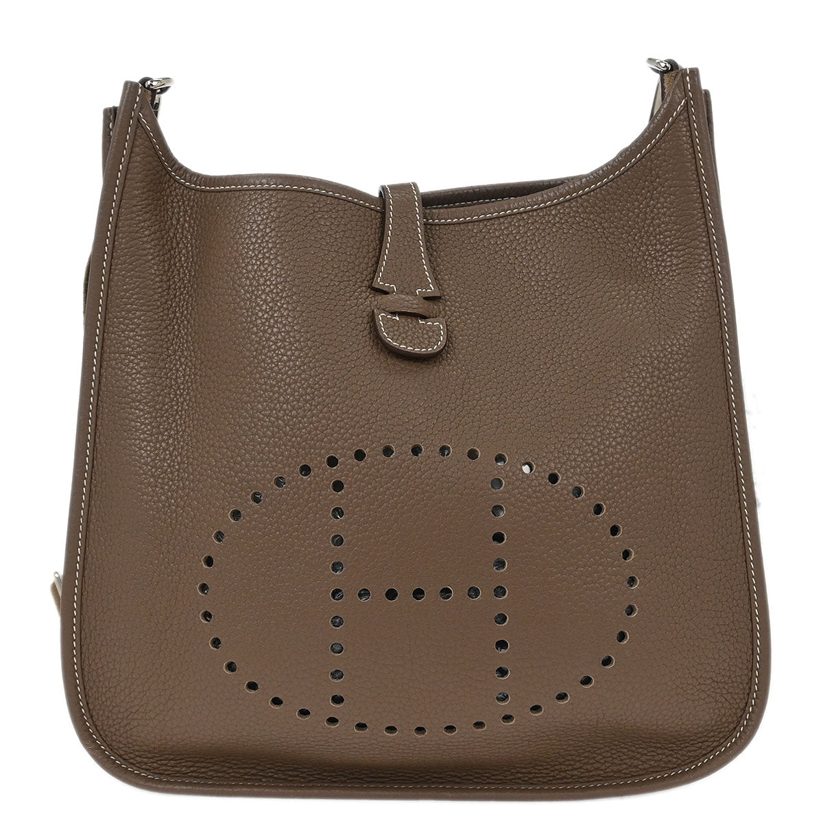 Hermes Etoupe Taurillon Clemence Evelyne 3 29 PM Shoulder Bag