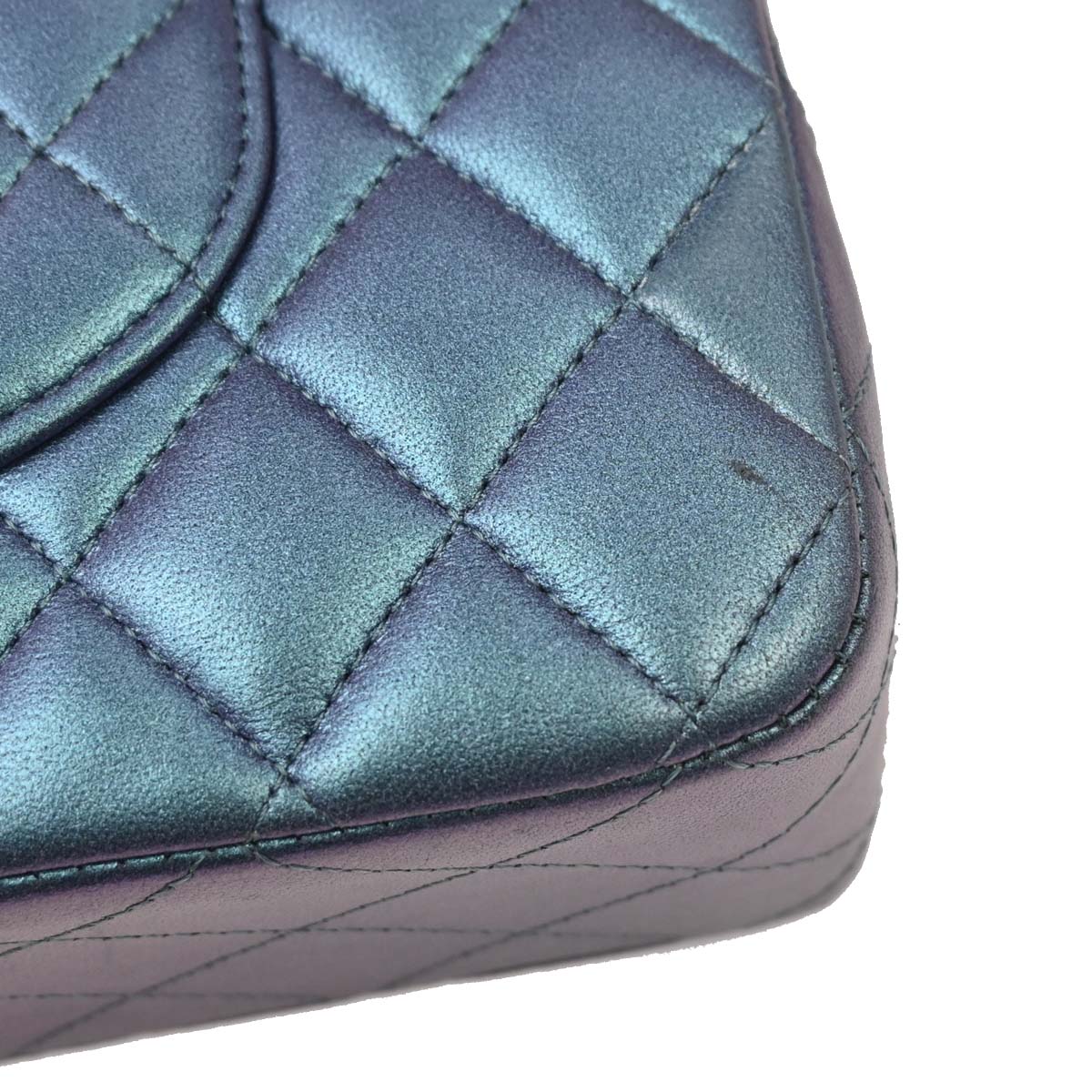 Chanel Metallic Blue Lambskin Medium Classic Double Flap Shoulder Bag