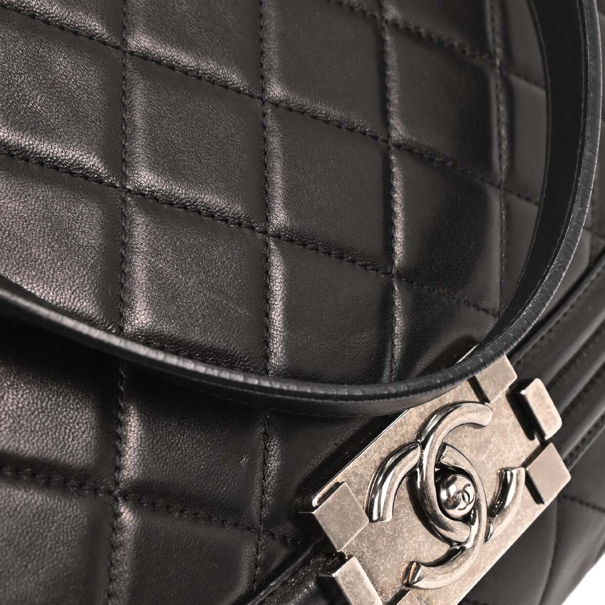 Chanel Black Lambskin Antik Boy Flap Handbag