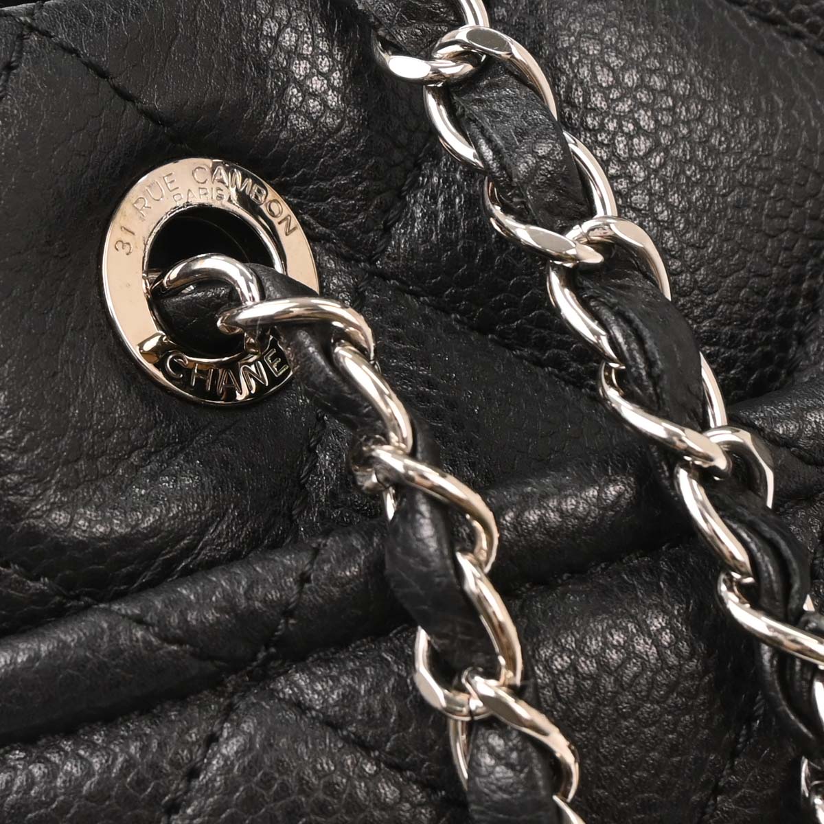Chanel Black Caviar Tote Chain Handbag