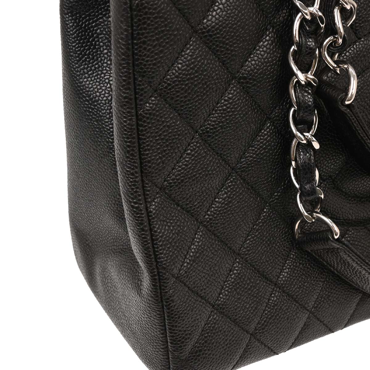 Chanel 2011 Black Caviar Grand Shopping Tote GST Chain Handbag