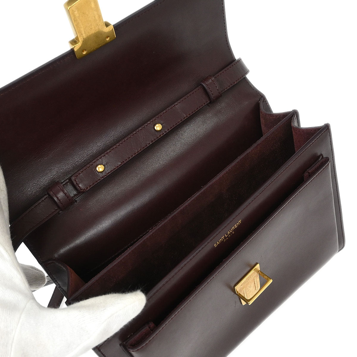 Saint Laurent Bordeaux Leather High School 2way Shoulder Handbag
