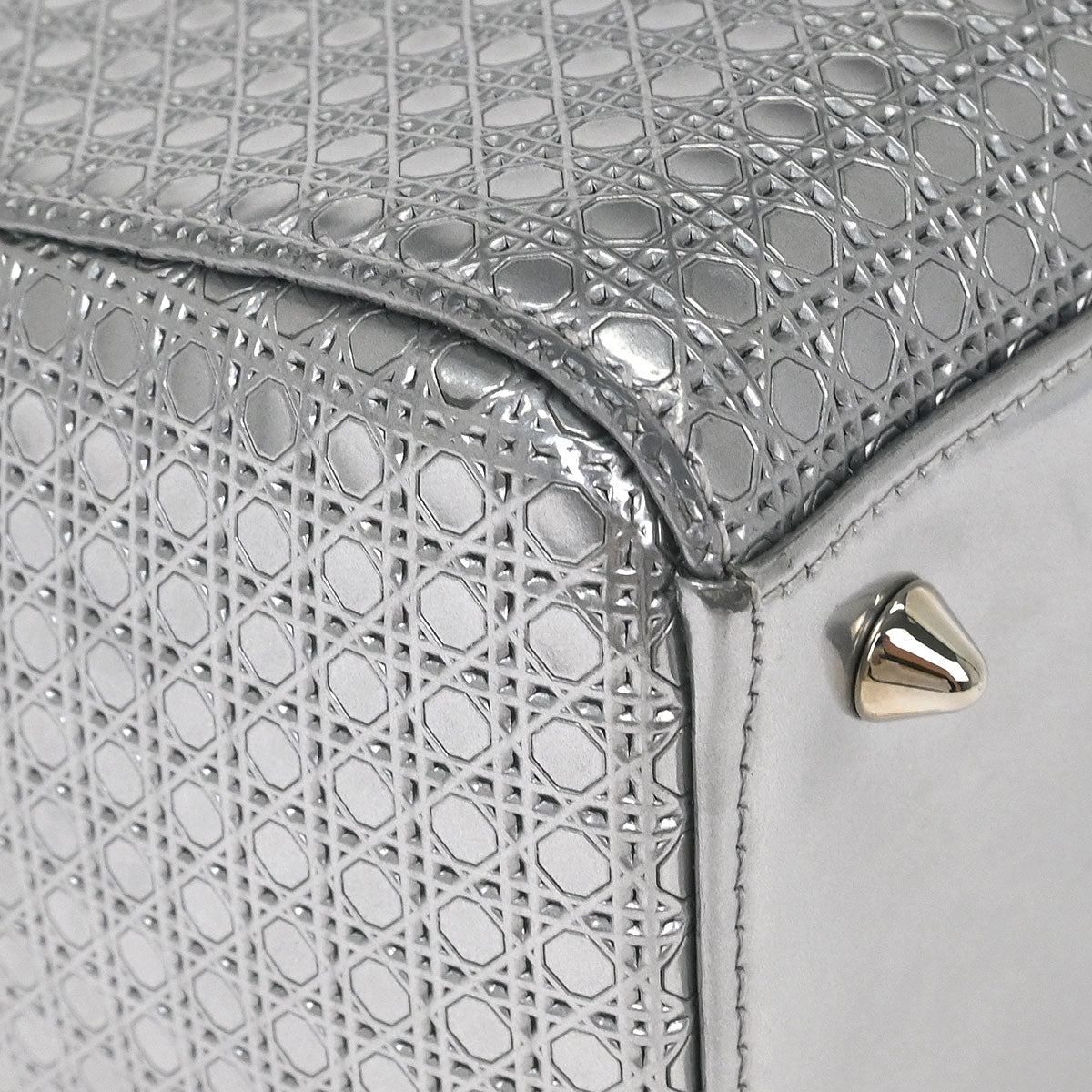 Christian Dior Silver Medium Lady Dior Cannage 2way Shoulder Handbag