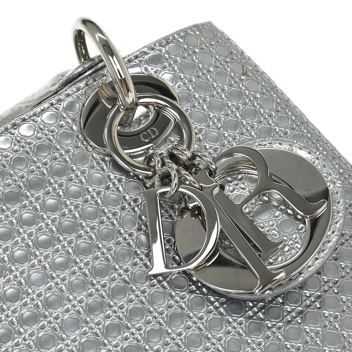 Christian Dior Silver Medium Lady Dior Cannage 2way Shoulder Handbag