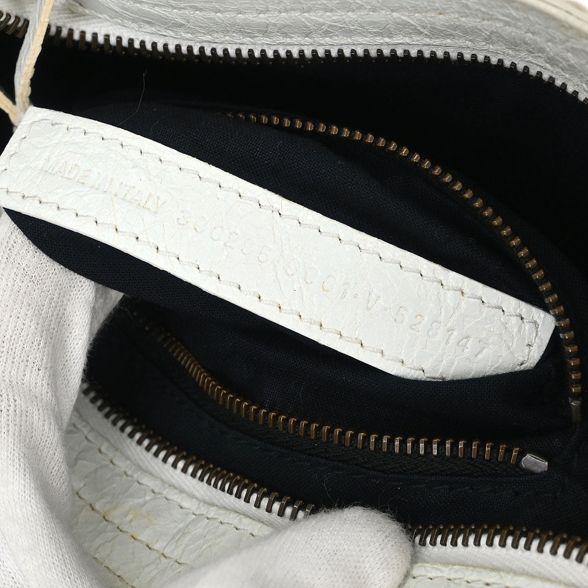 Balenciaga White Classic Mini City Graffiti Handbag