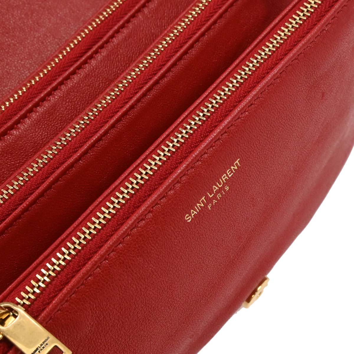 Saint Laurent Red Leather Shoulder Angie Chain Bag