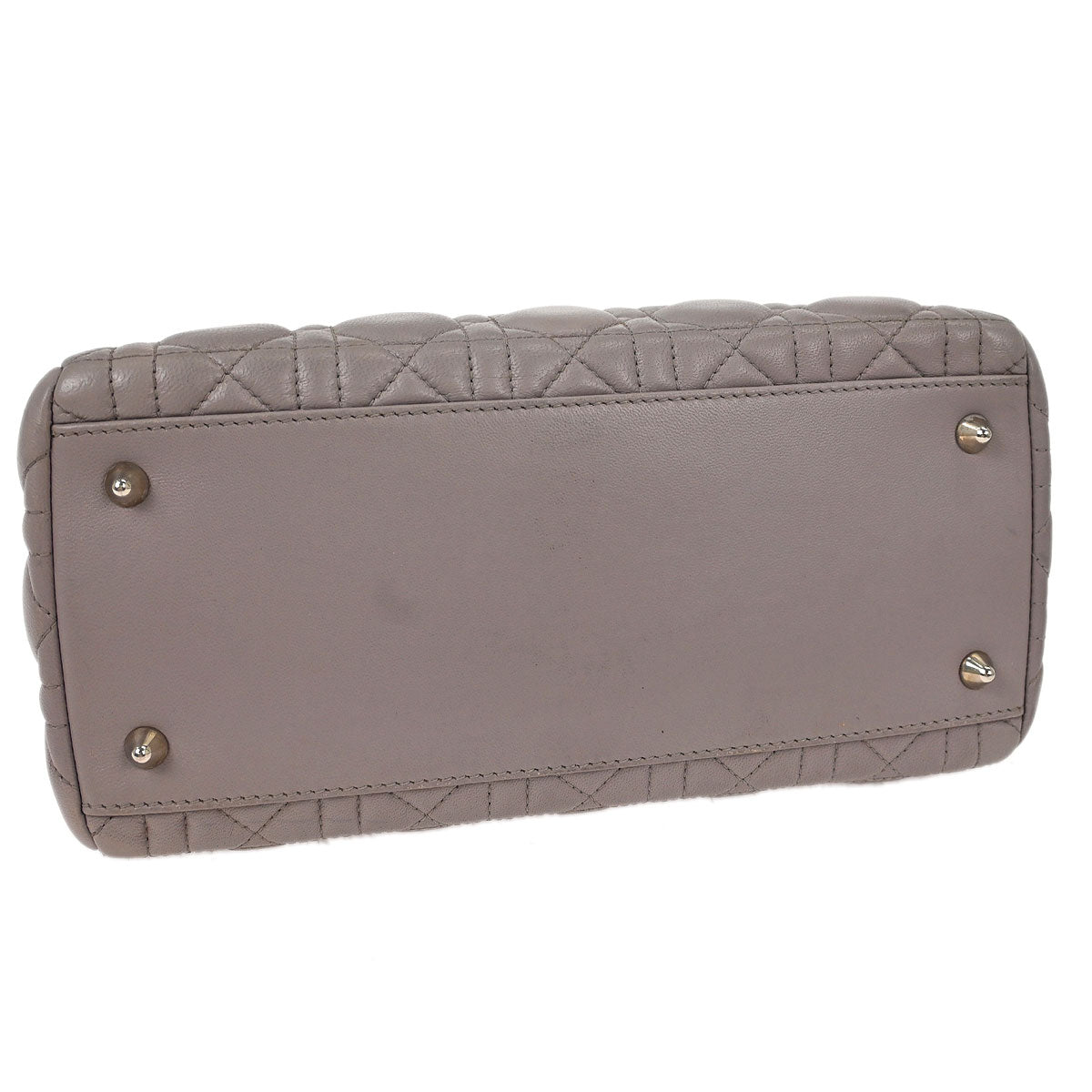 Christian Dior Light Gray Lambskin Medium Lady Dior Cannage Handbag