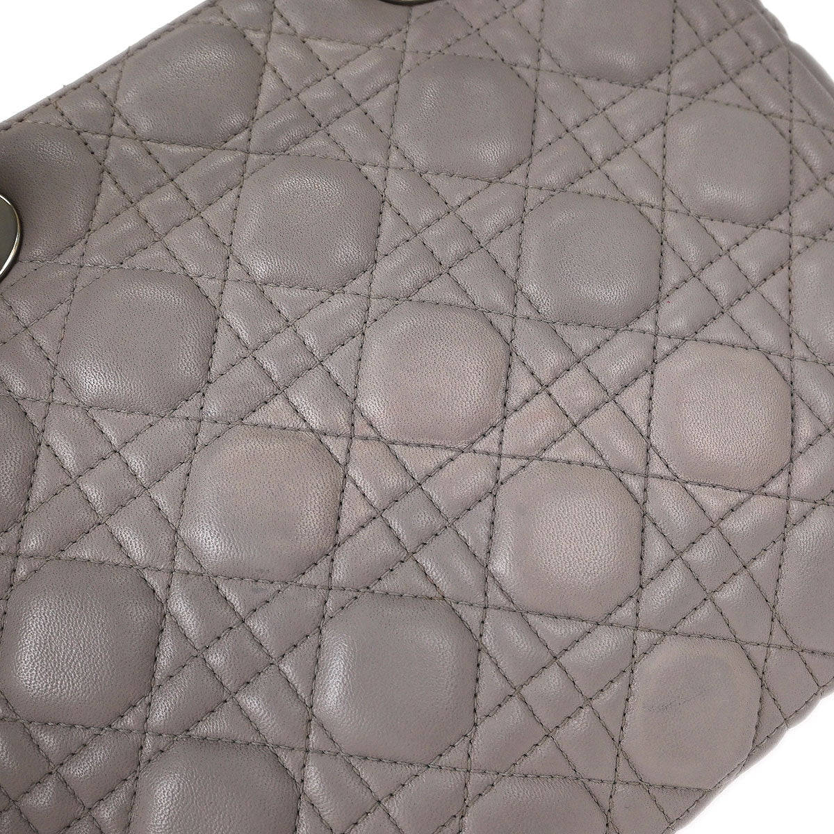 Christian Dior Light Gray Lambskin Medium Lady Dior Cannage Handbag
