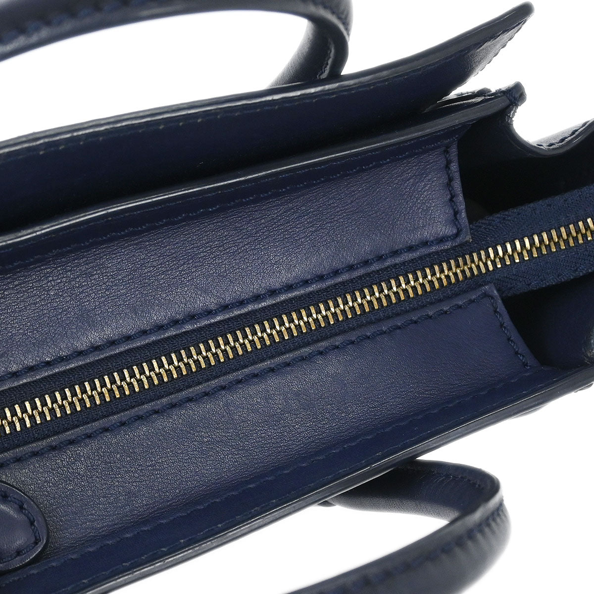 Celine Navy Leather Nano Luggage Tote Handbag