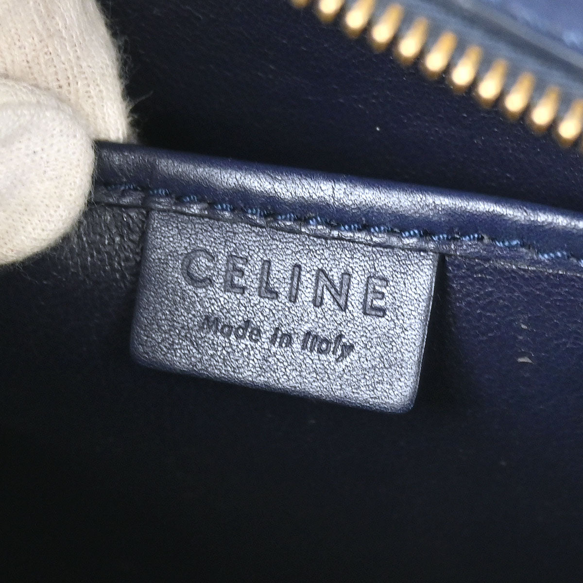 Celine Navy Leather Nano Luggage Tote Handbag