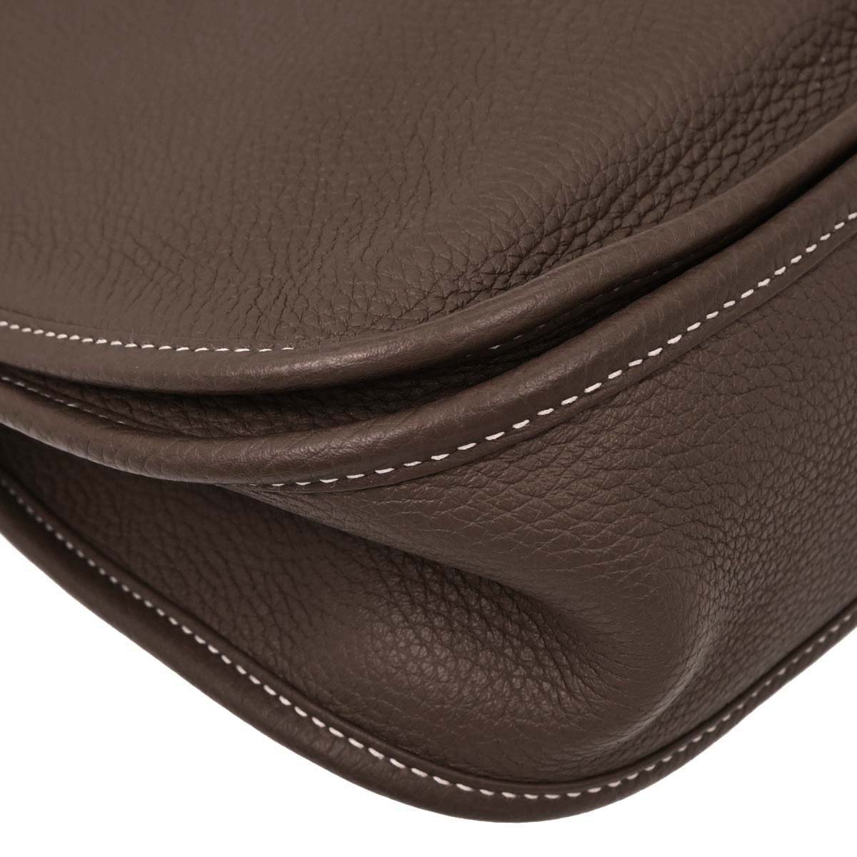 Hermes Etoupe Taurillon Clemence Evelyne 3 GM Shoulder Bag