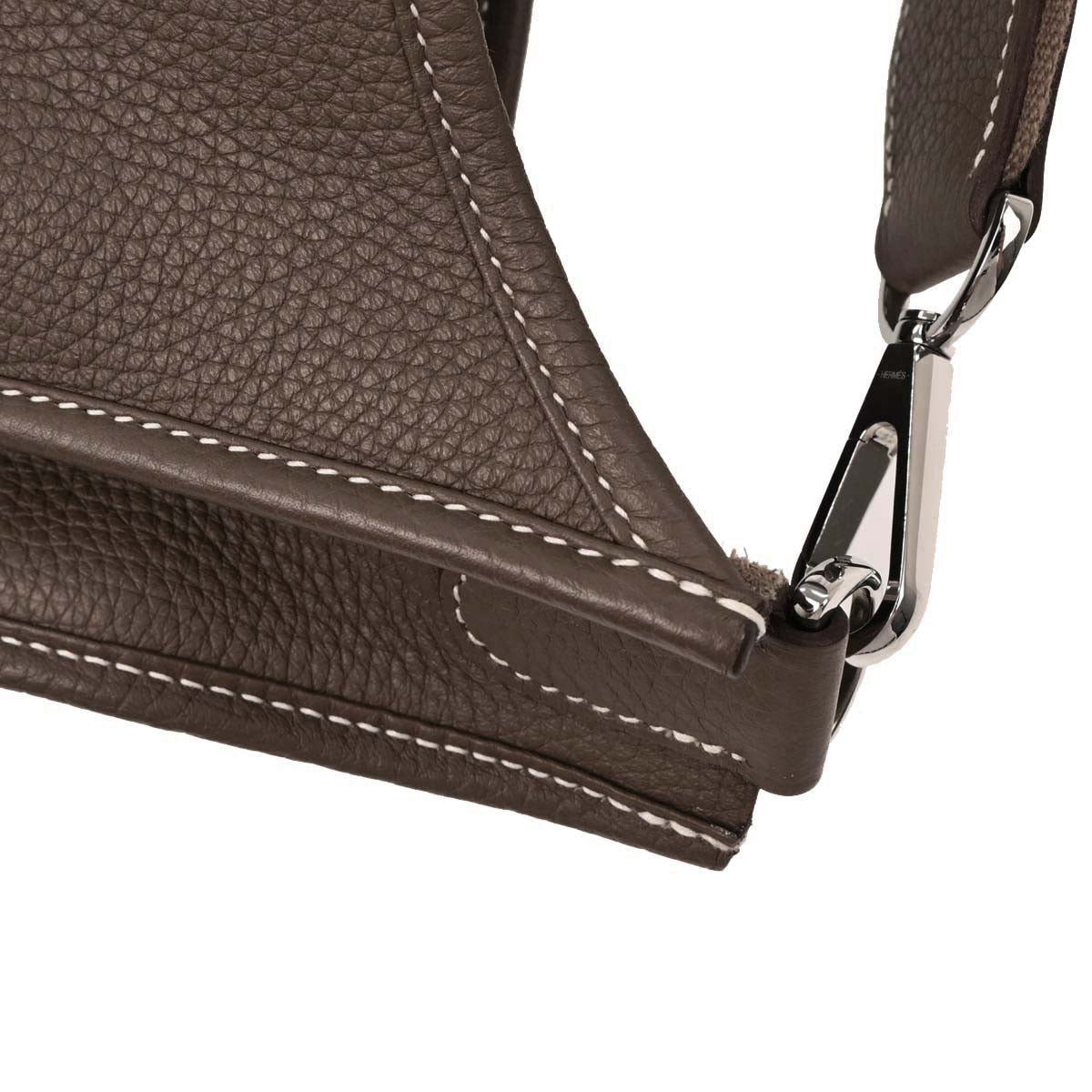 Hermes Etoupe Taurillon Clemence Evelyne 3 GM Shoulder Bag