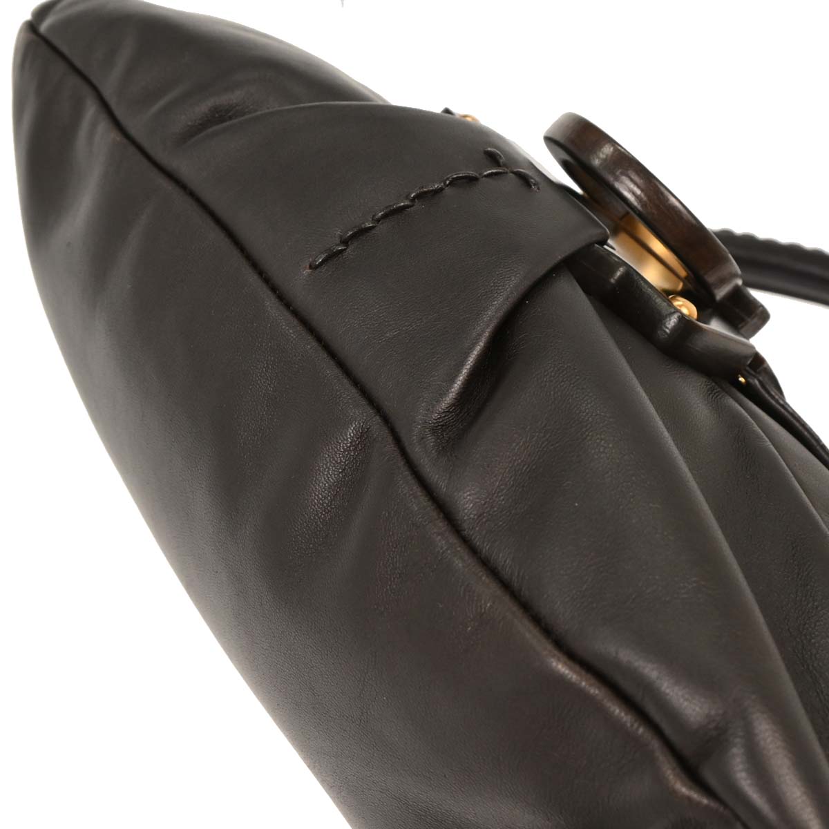Salvatore Ferragamo Black Leather Gancini Handbag