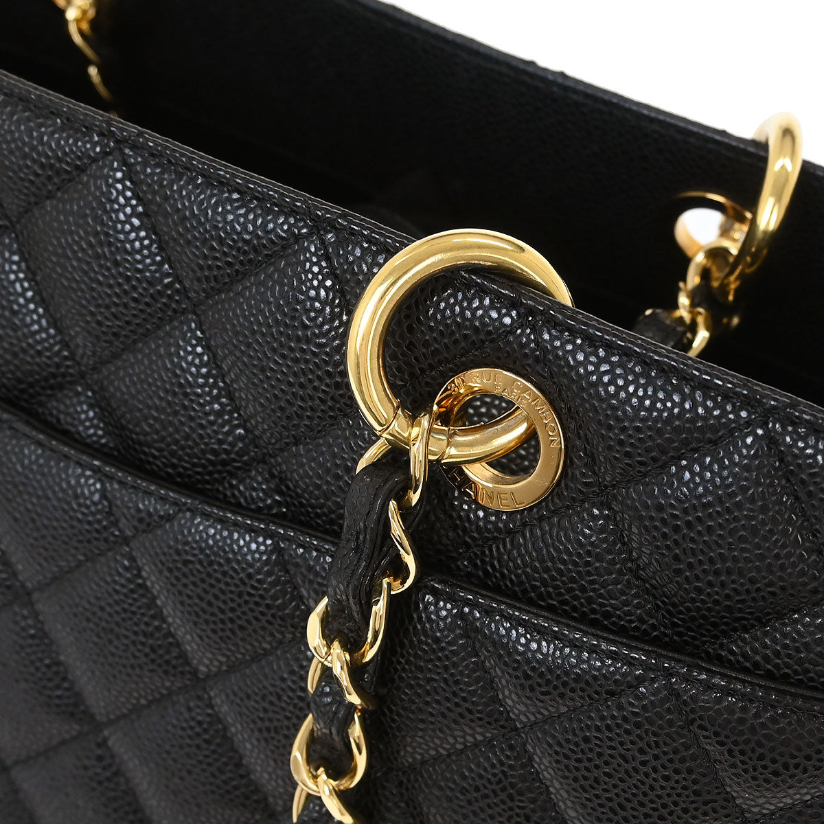 Chanel 2012-2013 Black Caviar Grand Shopping Tote GST XL Chain Handbag