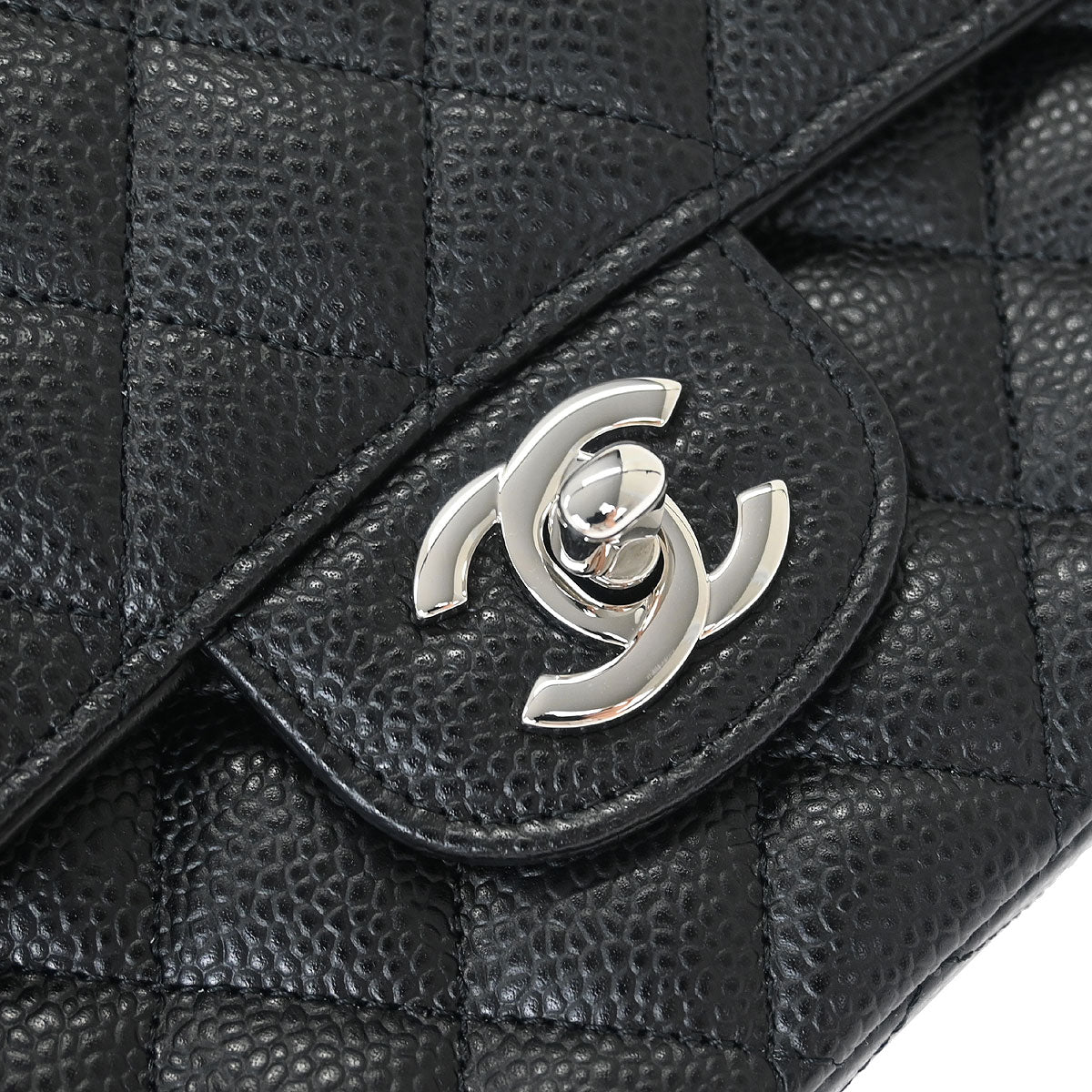 Chanel 2018-2019 Black Caviar Medium Classic Double Flap Shoulder Bag
