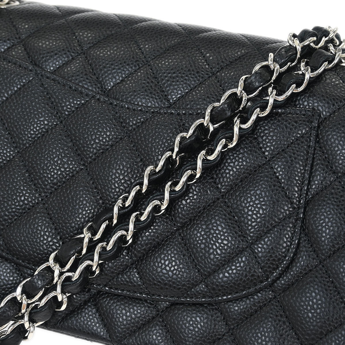 Chanel 2018-2019 Black Caviar Medium Classic Double Flap Shoulder Bag