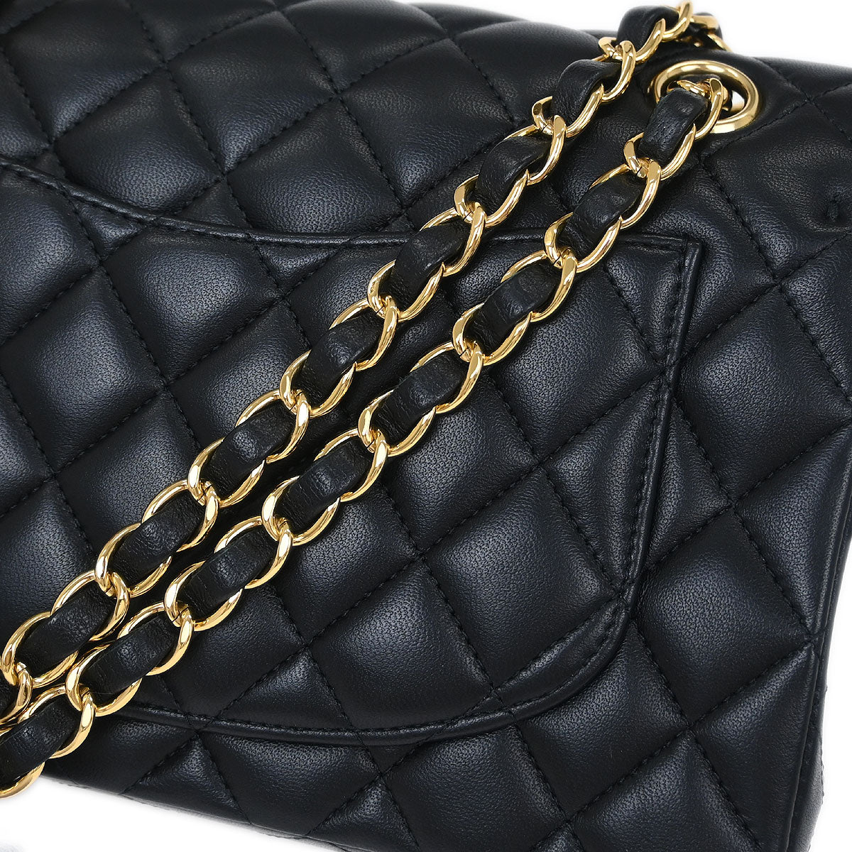 Chanel Black Lambskin Small Classic Double Flap Shoulder Bag