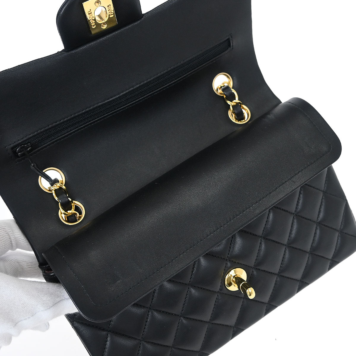 Chanel Black Lambskin Small Classic Double Flap Shoulder Bag