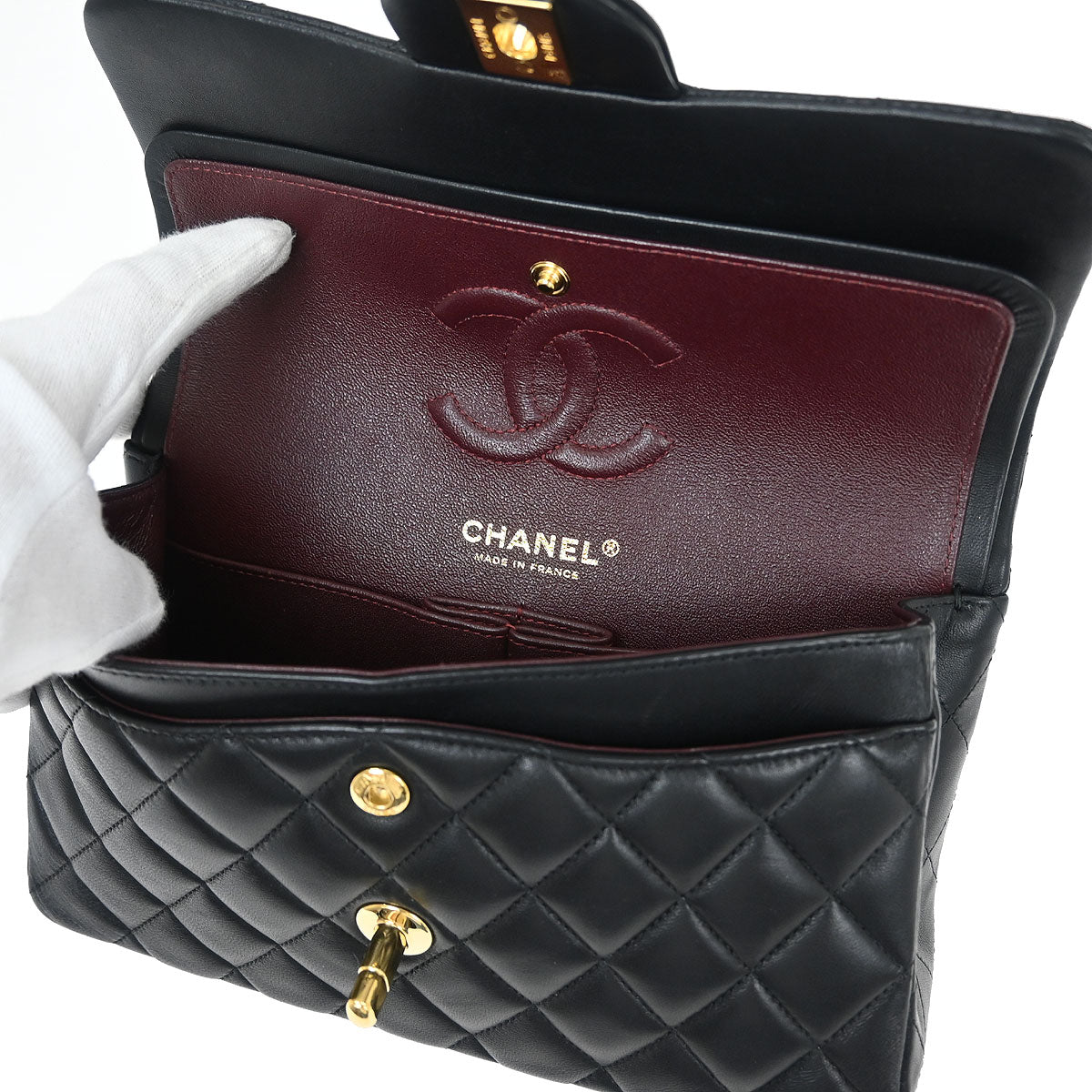 Chanel Black Lambskin Small Classic Double Flap Shoulder Bag