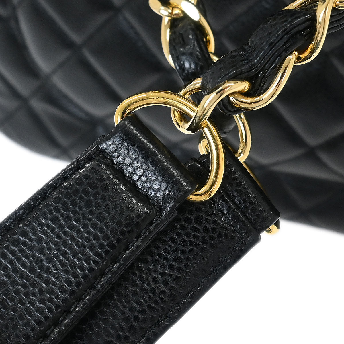 Chanel Black Caviar Grand Shopping Tote GST Chain Handbag