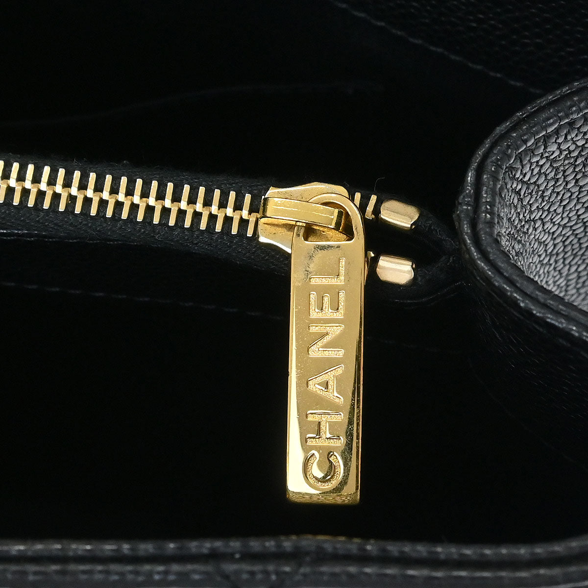 Chanel Black Caviar Grand Shopping Tote GST Chain Handbag