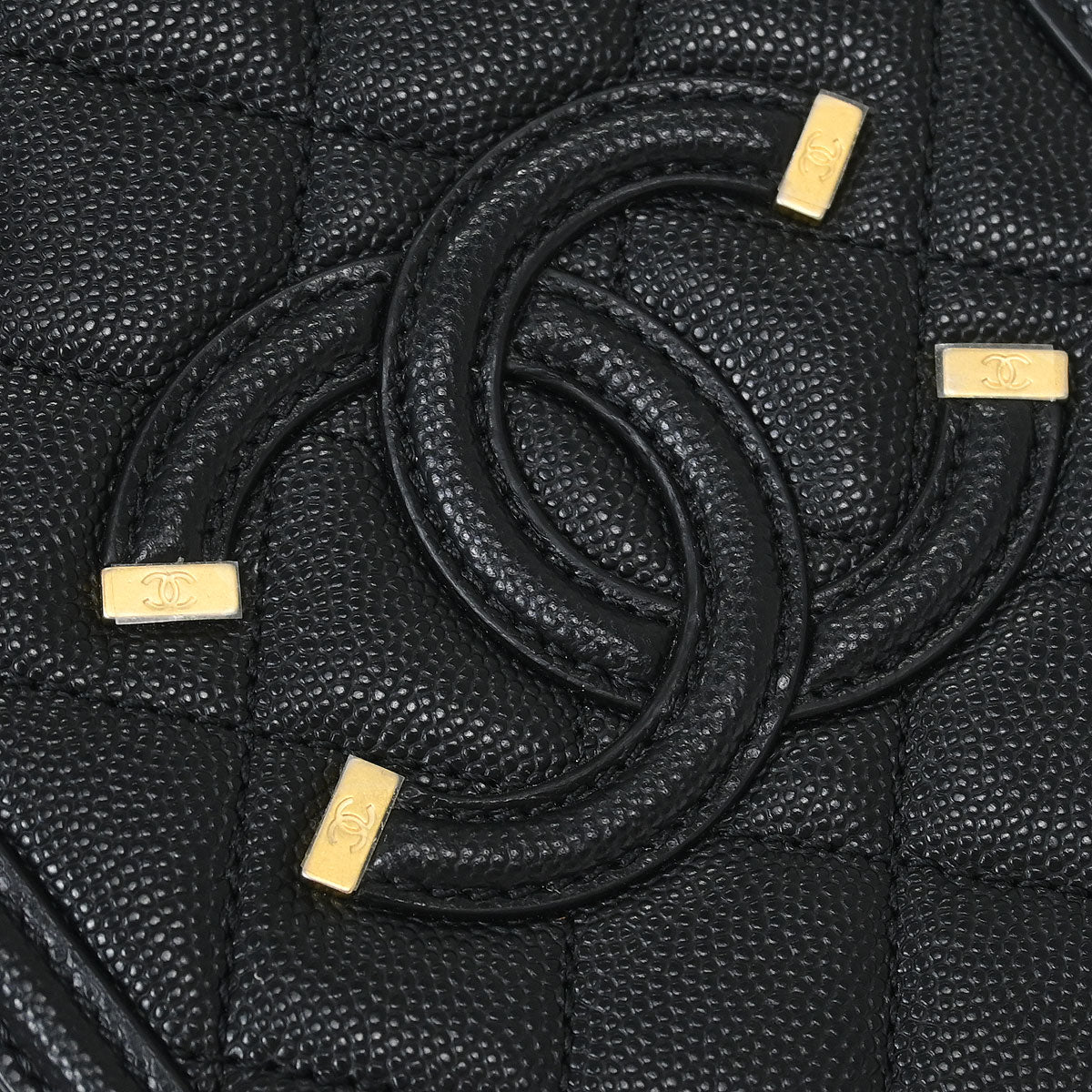 Chanel Black Caviar Filigree 2way Shoulder Bag