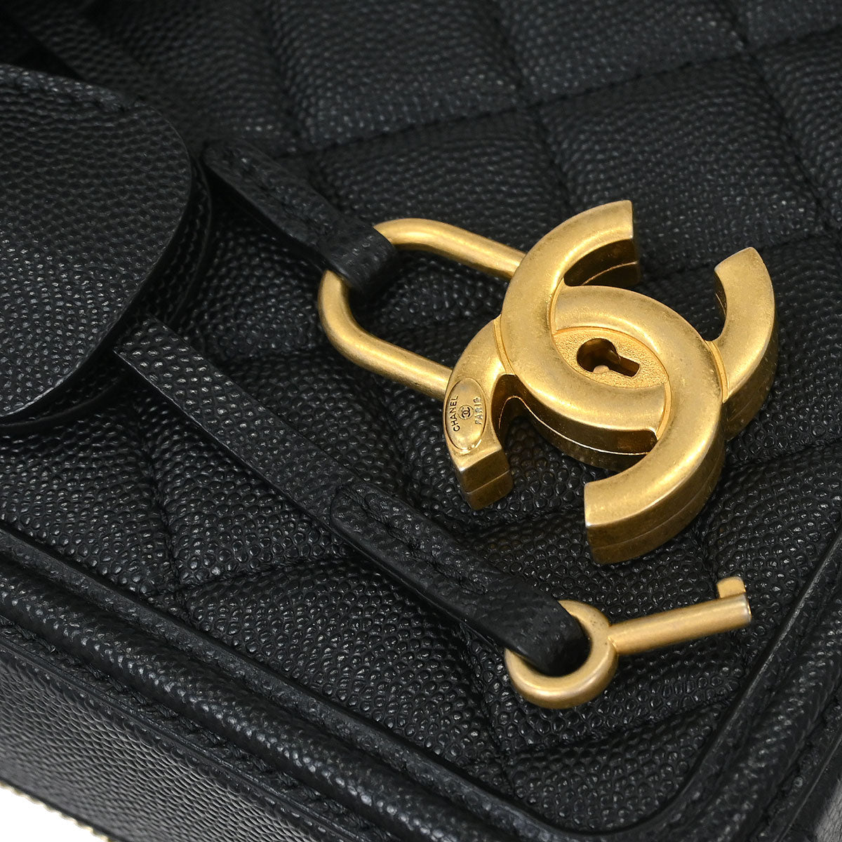 Chanel Black Caviar Filigree 2way Shoulder Bag