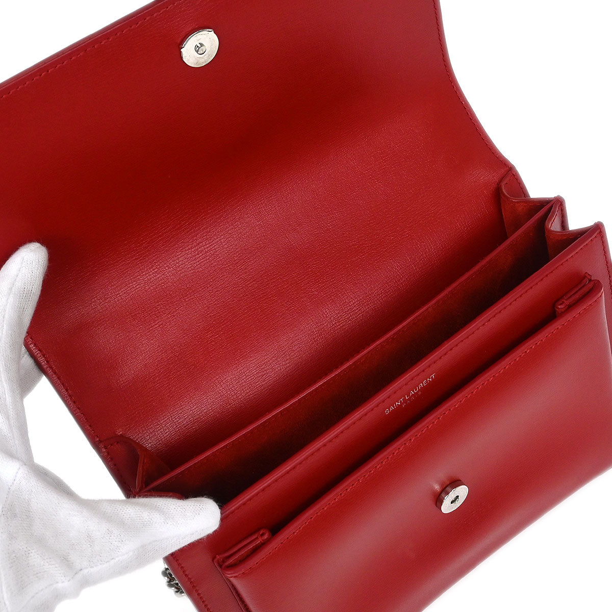 Saint Laurent Red Leather Sunset Shoulder Bag