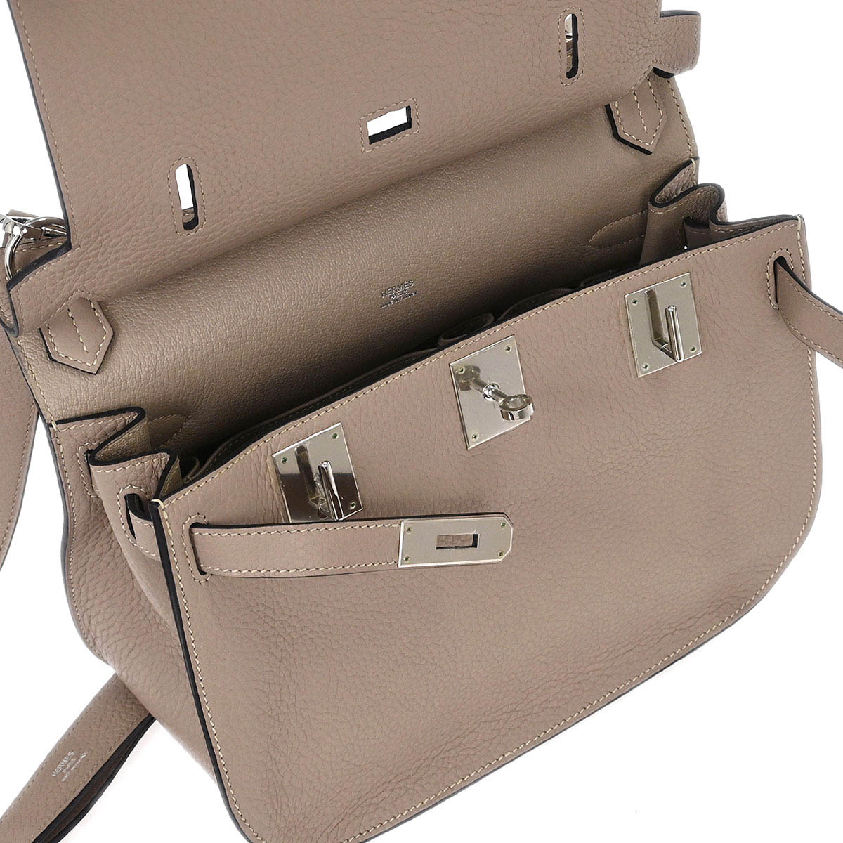 Hermes Gris Tourterelle Taurillon Clemence Jypsiere 28 Shoulder Bag