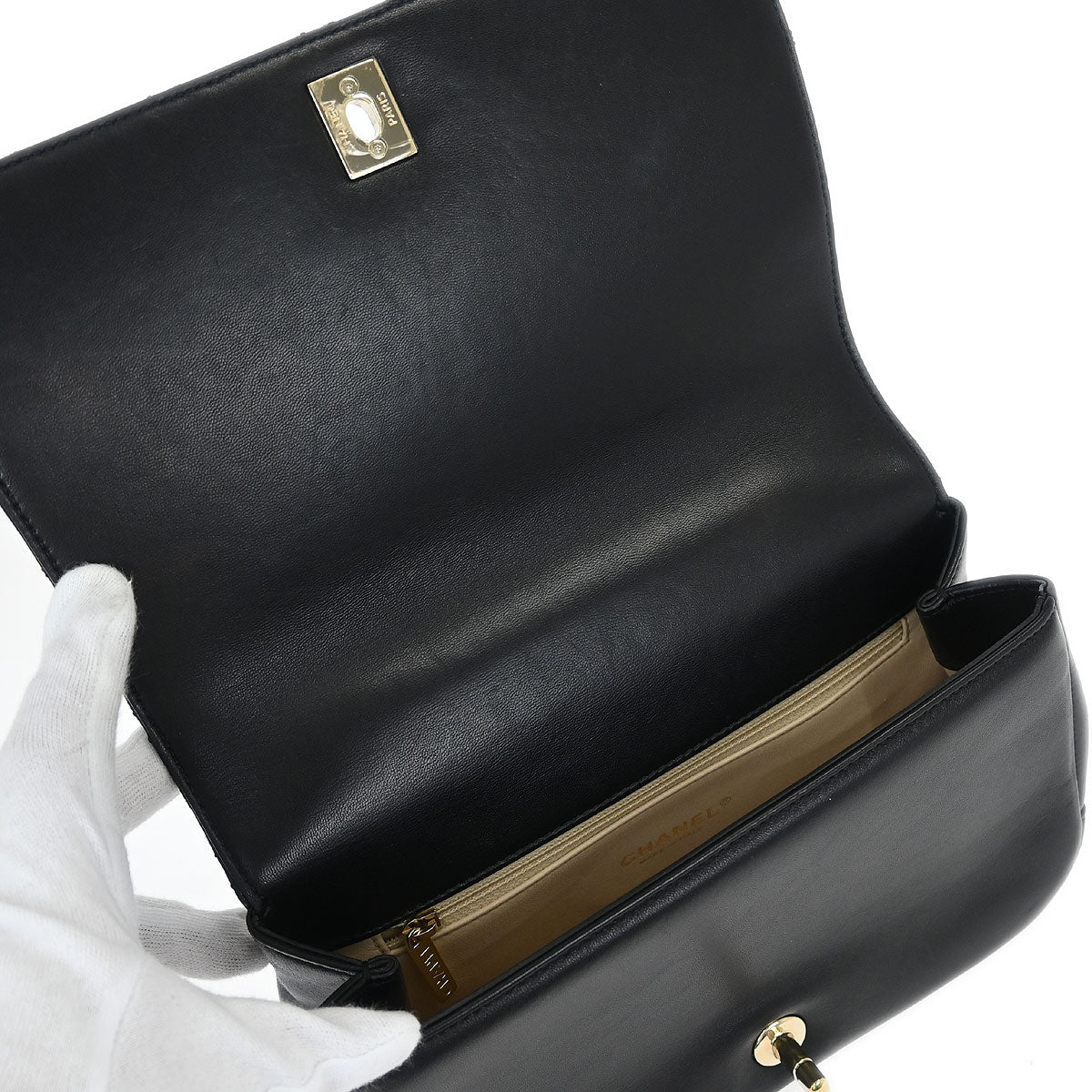 Chanel Black Lambskin 2way Shoulder Handbag