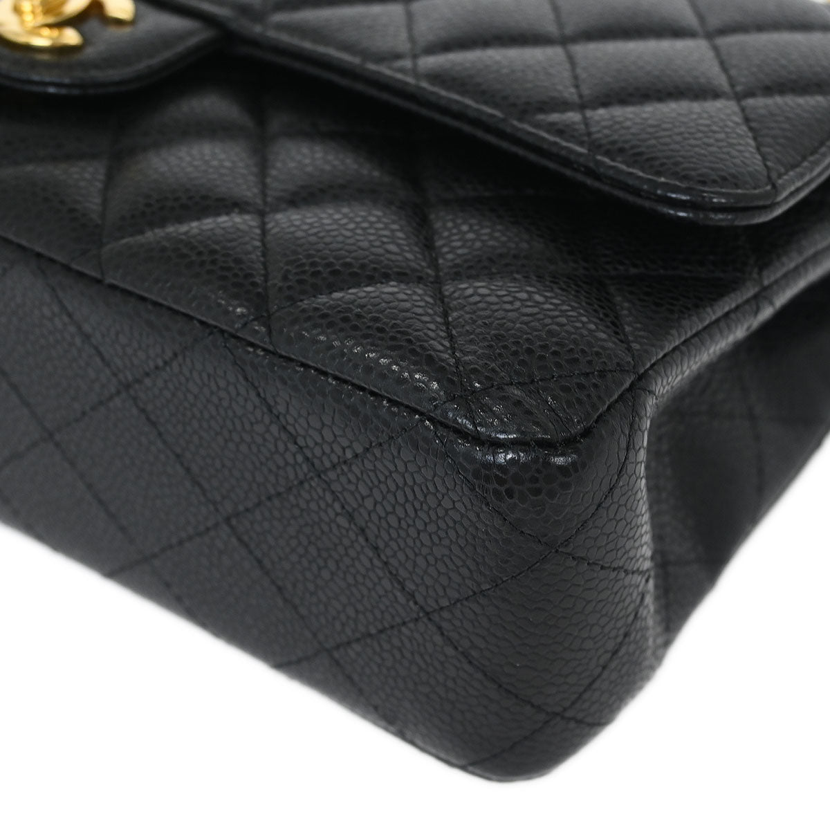 Chanel 2014-2015 Black Caviar Medium Classic Double Flap Shoulder Bag
