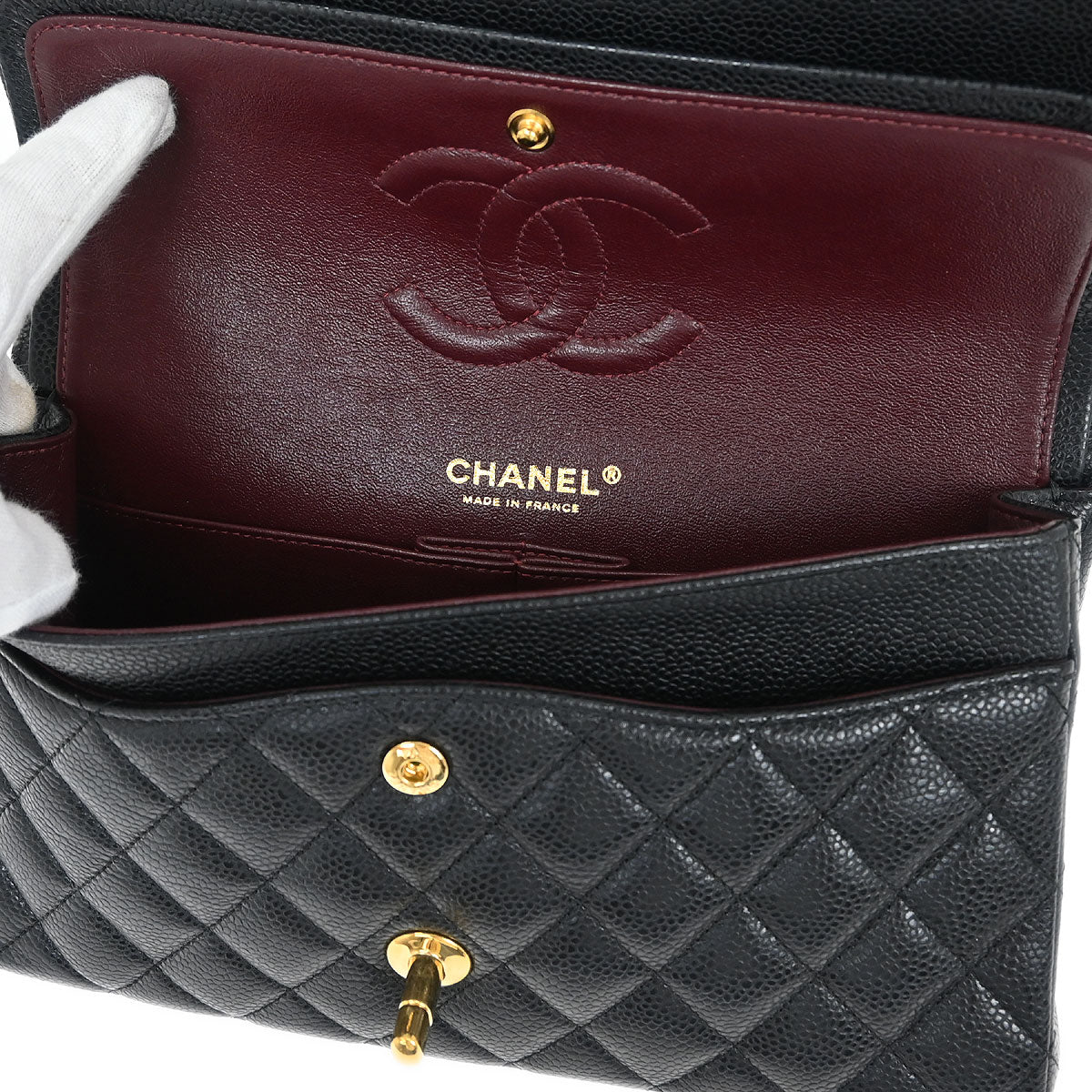 Chanel 2014-2015 Black Caviar Medium Classic Double Flap Shoulder Bag
