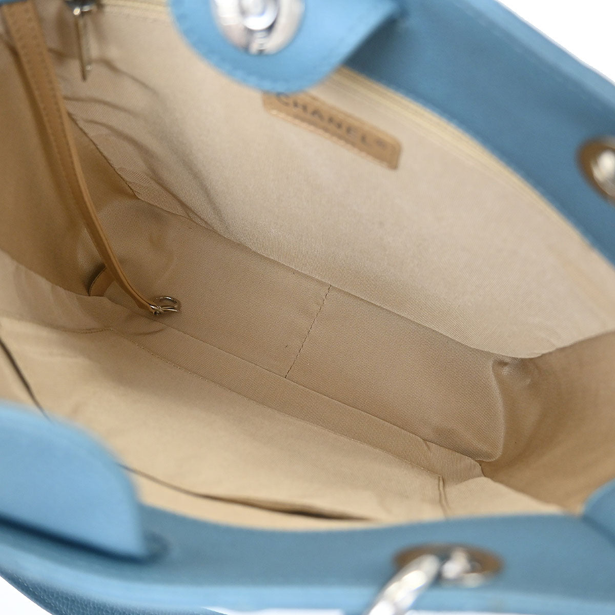 Chanel Light Blue Caviar Petite Shopping Tote PST Chain Handbag