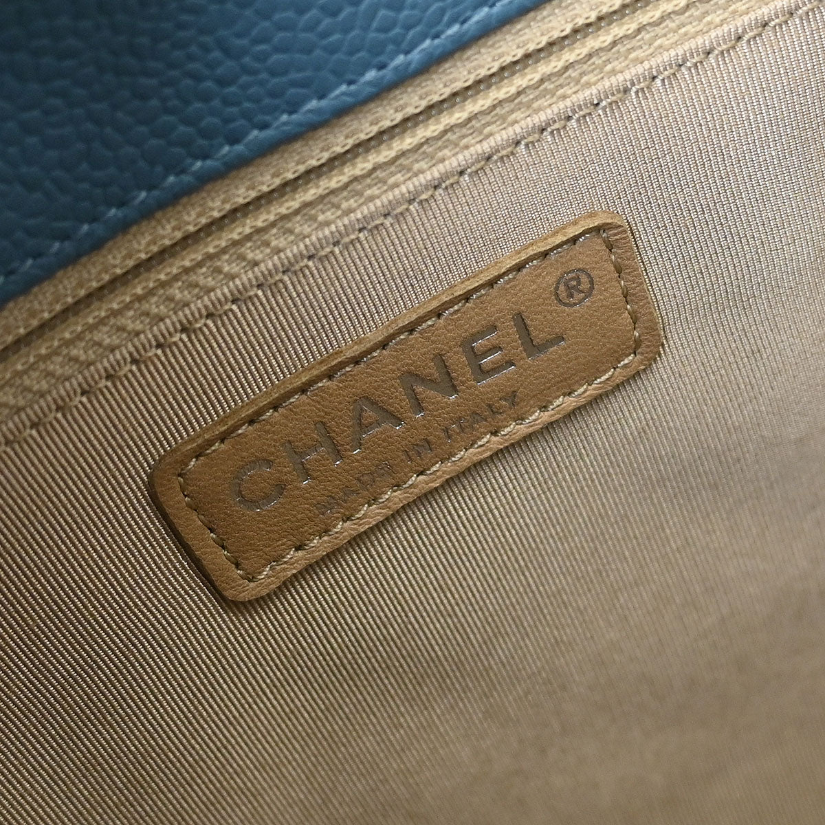 Chanel Light Blue Caviar Petite Shopping Tote PST Chain Handbag
