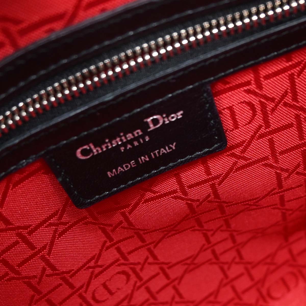 Christian Dior Black Lambskin Large Lady Dior Cannage 2way Shoulder Handbag