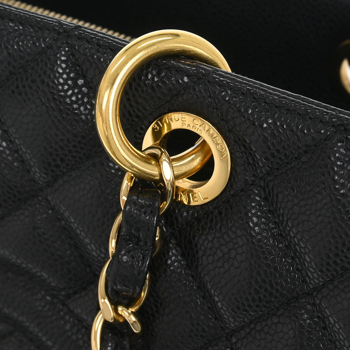 Chanel Black Calfskin Grand Shopping Tote GST Chain Handbag