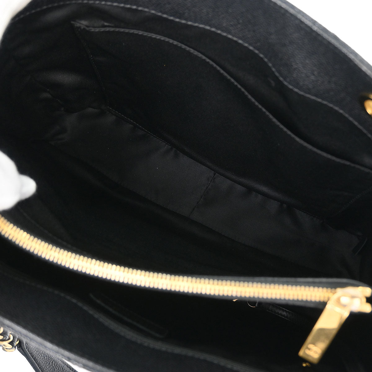 Chanel Black Calfskin Grand Shopping Tote GST Chain Handbag