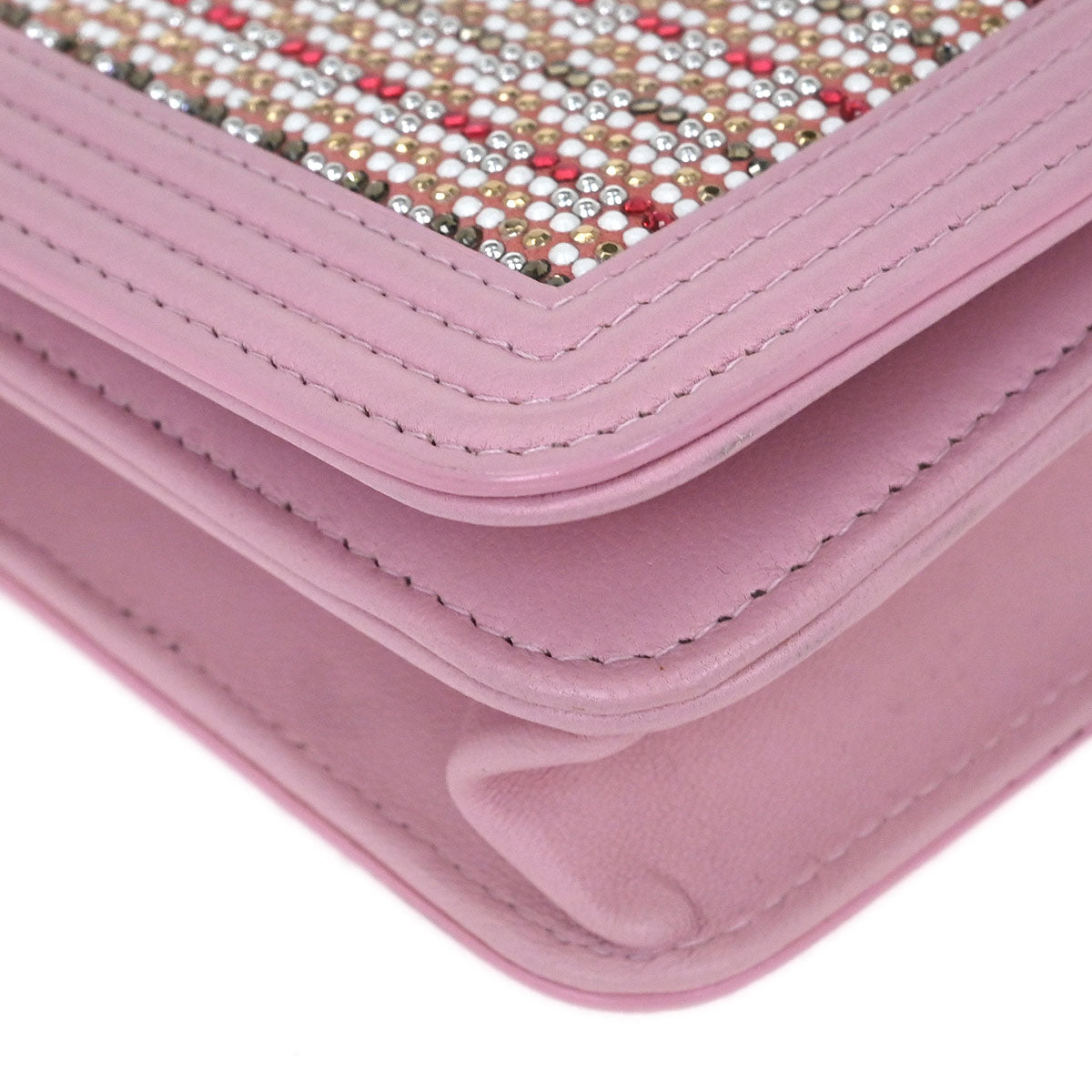 Chanel Pink Lambskin Rhinestone WOC Wallet On Chain