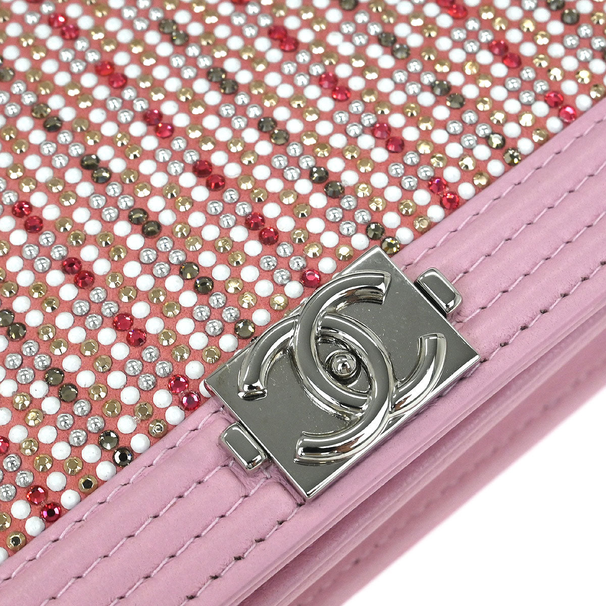 Chanel Pink Lambskin Rhinestone WOC Wallet On Chain