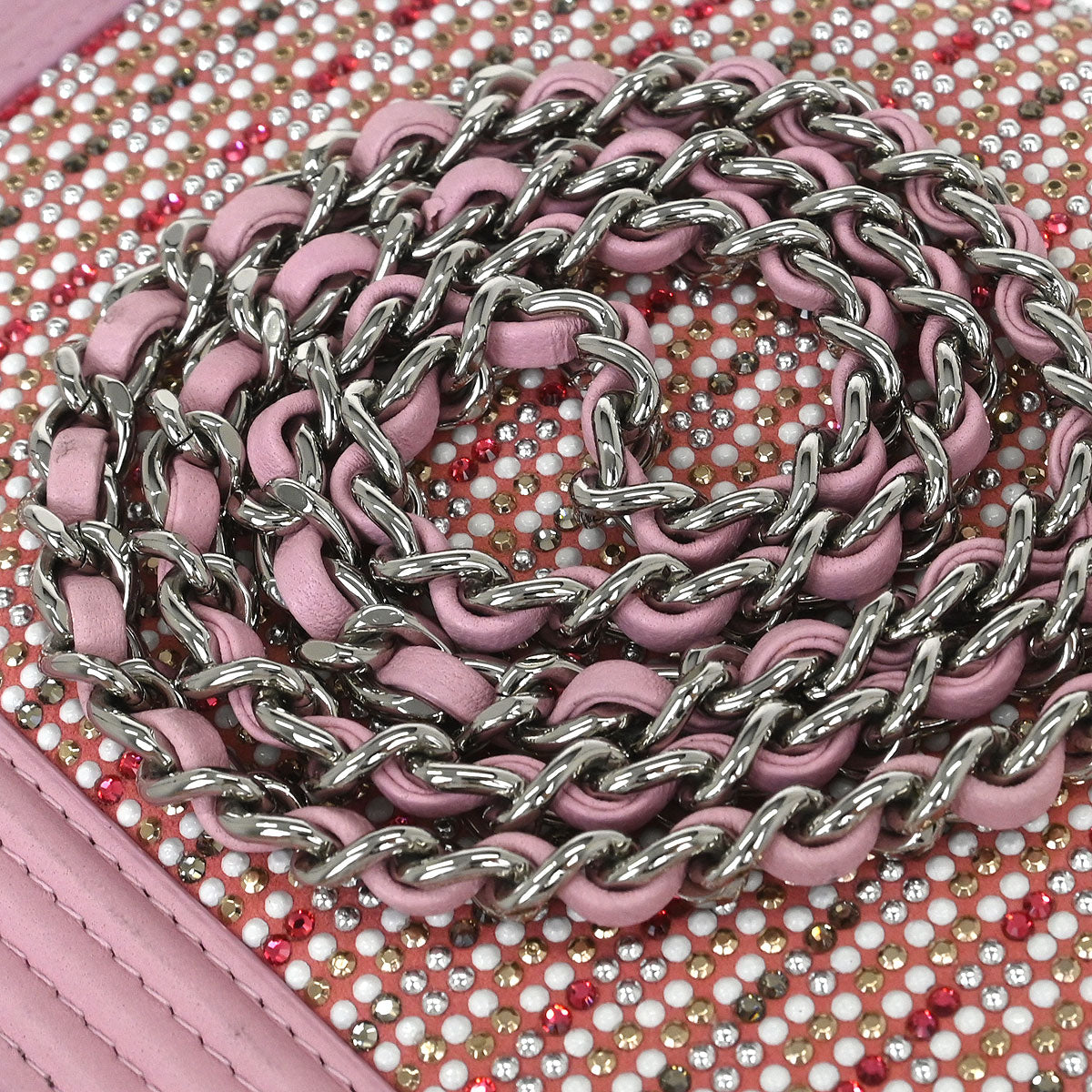 Chanel Pink Lambskin Rhinestone WOC Wallet On Chain